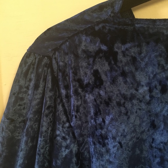 ASOS size 8 blue velvety mini dress stretch long puff sleeve NWT - Picture 15 of 17